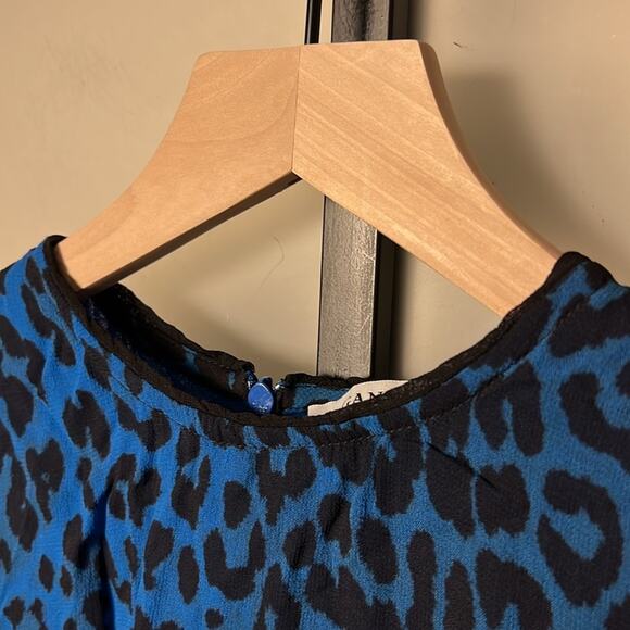Ganni Blue Leopard Print Dress Size 34 (US 2) - Picture 7 of 9